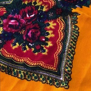 Mustard Yellow Floral Square Scarf
